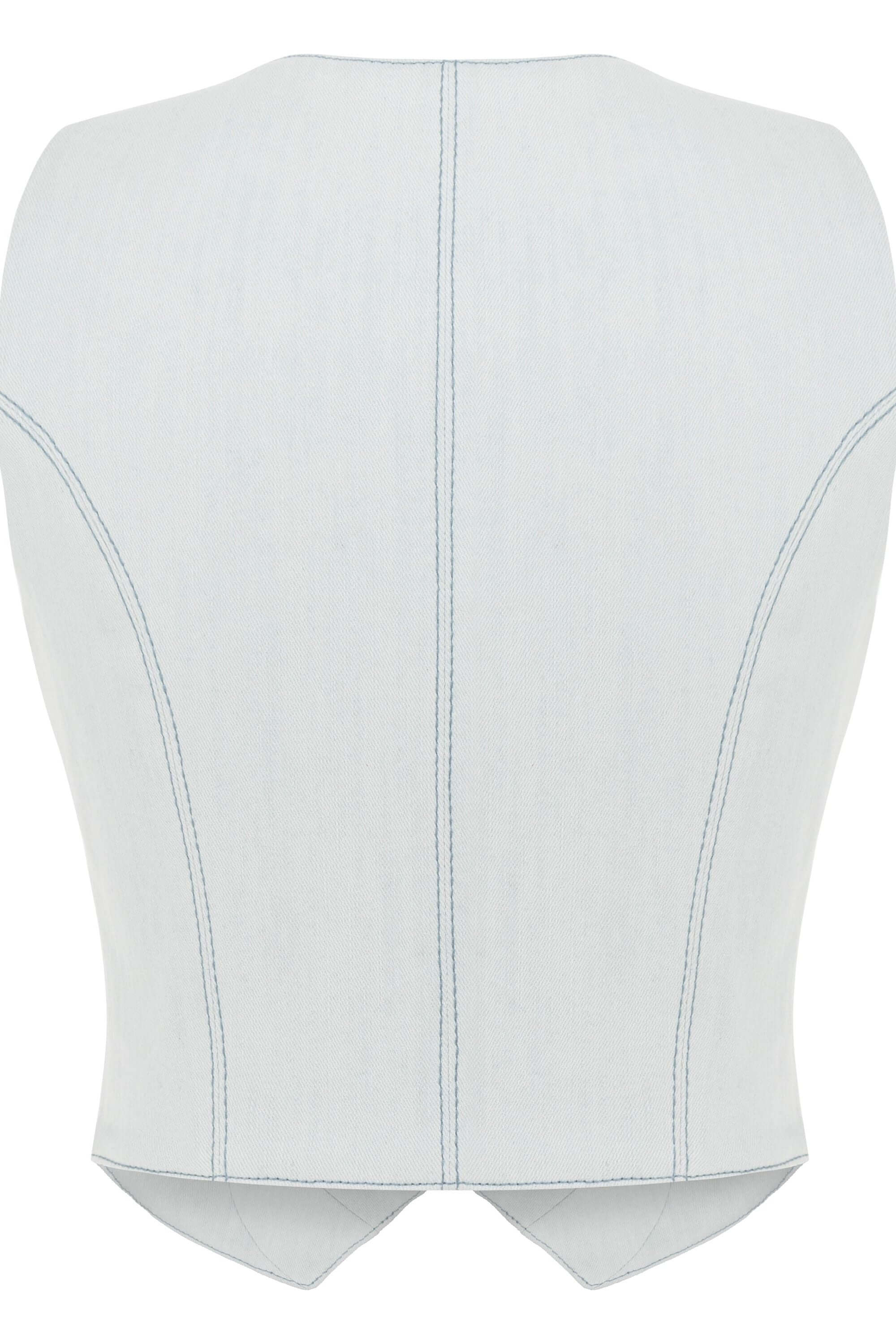 ELEVATE - JENDUE Myla Denim Top - Light Blue Cut-Out Vest