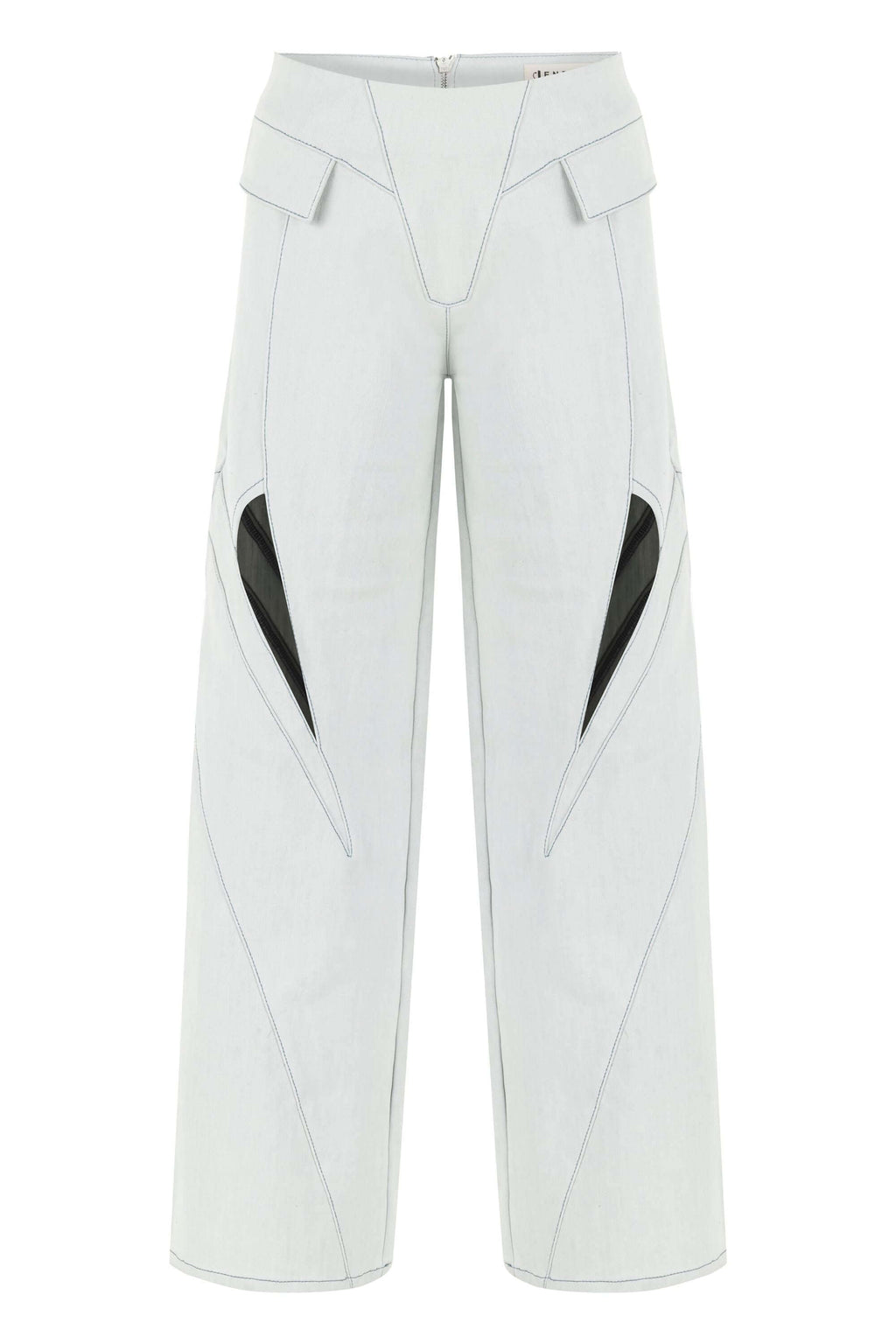 JENDUE Myla Light Denim Jean - Unique Cut-Outs & Wide Leg-1