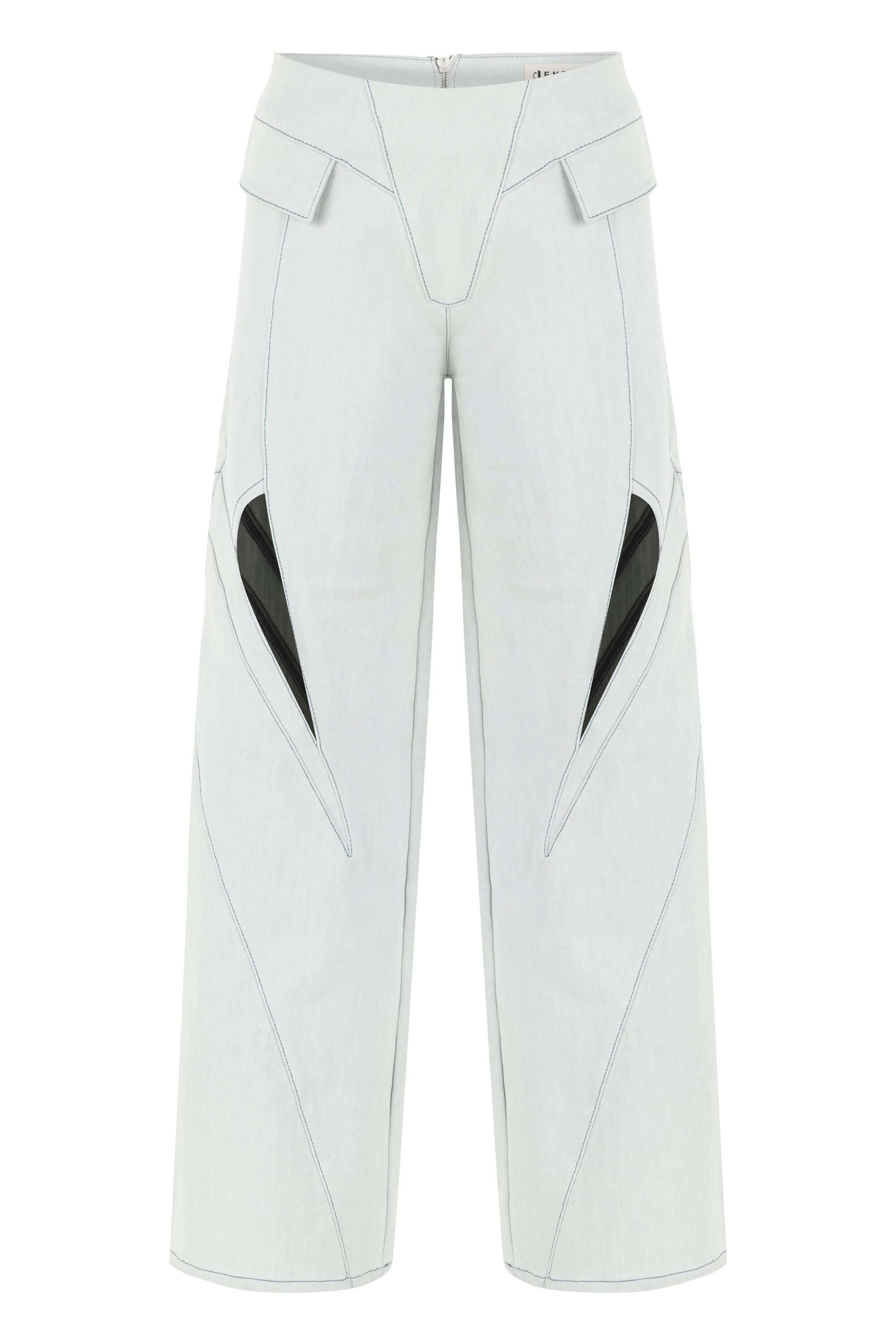 JENDUE Myla Light Denim Jean - Unique Cut-Outs & Wide Leg-1