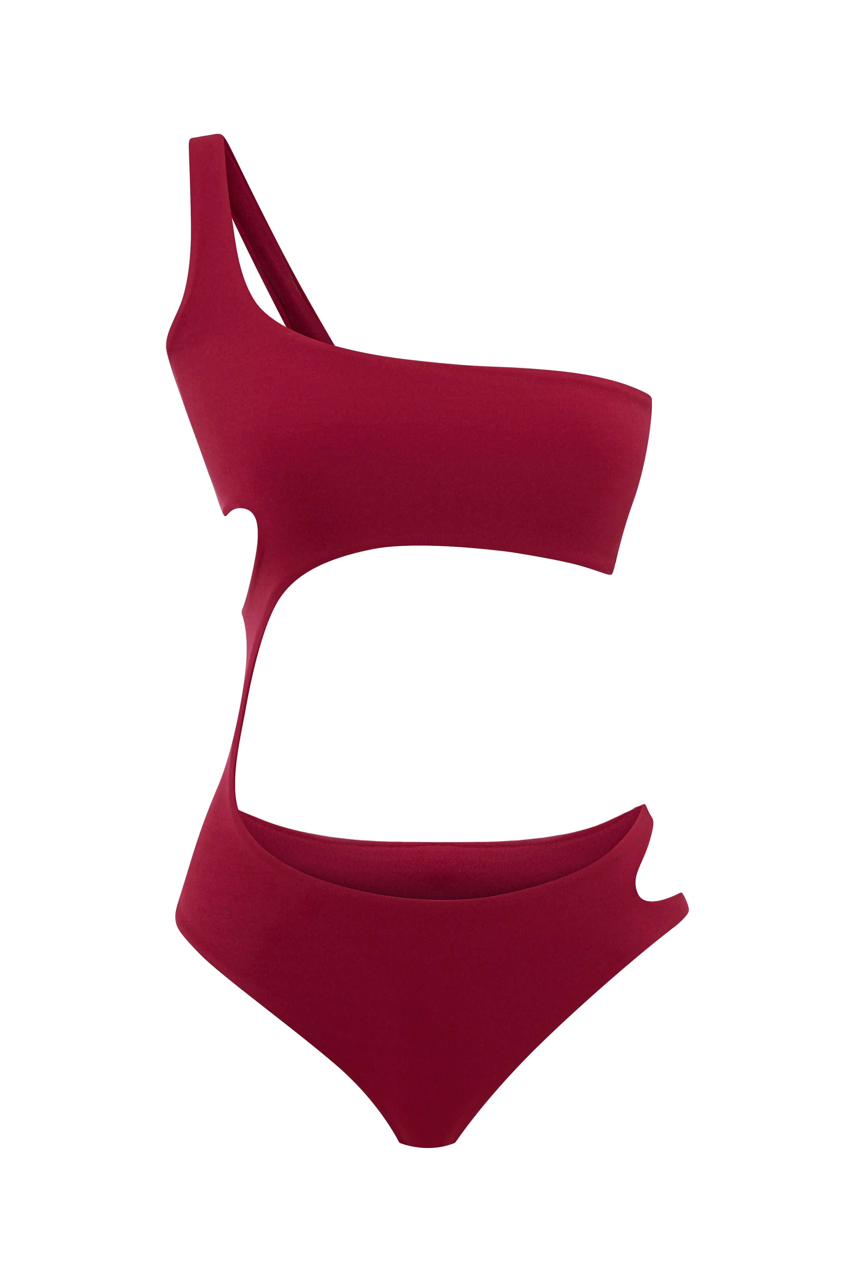 JENDUE Ocean Cutout Swimwear - One-Shoulder Monokini-5