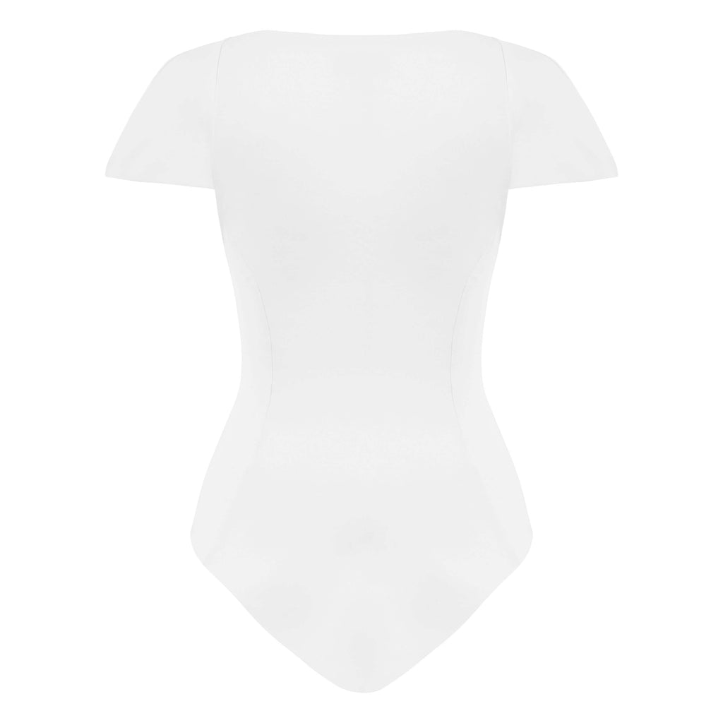 ELEVATE - JENDUE Otara White Denim Bodysuit - Stylish Cut-Outs