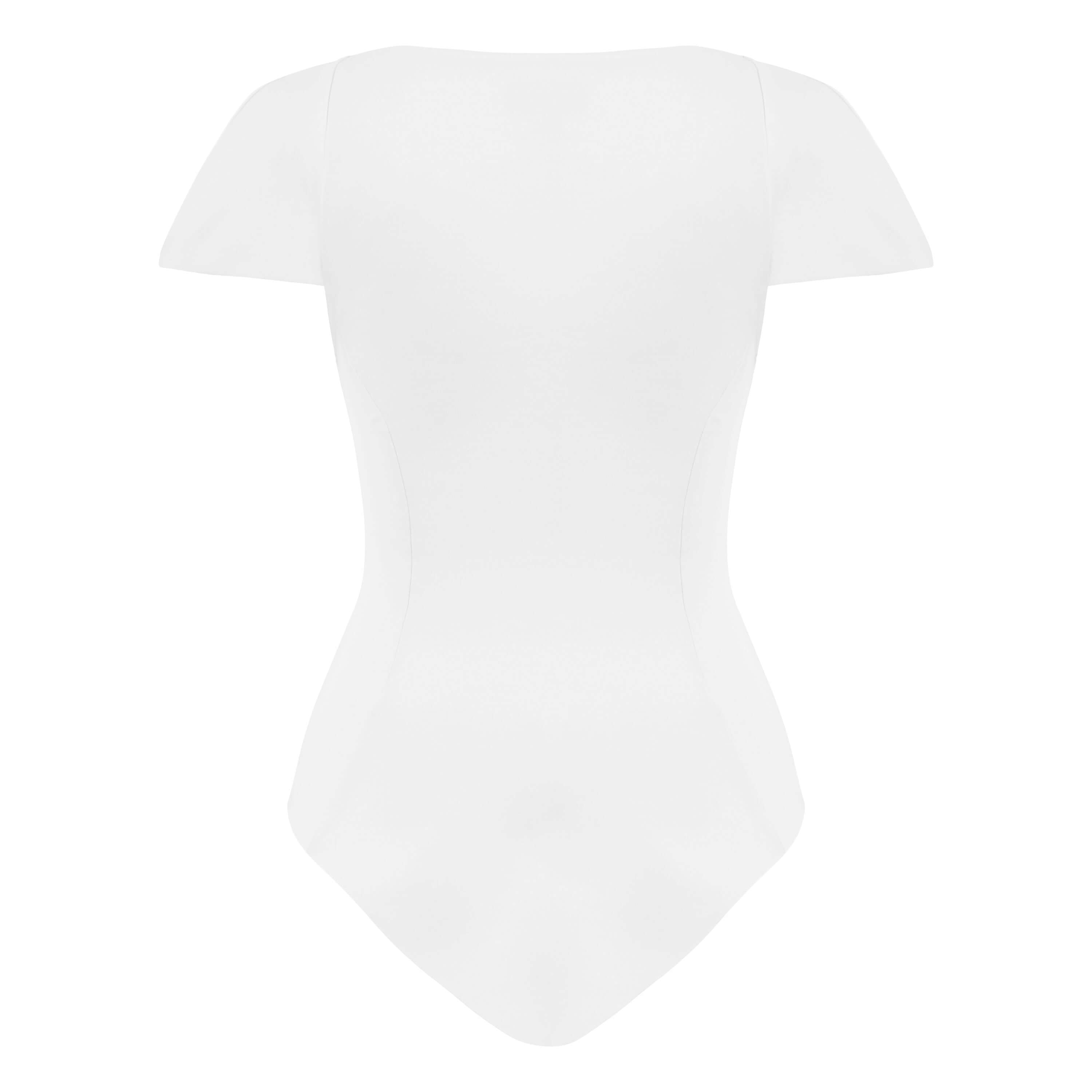 ELEVATE - JENDUE Otara White Denim Bodysuit - Stylish Cut-Outs