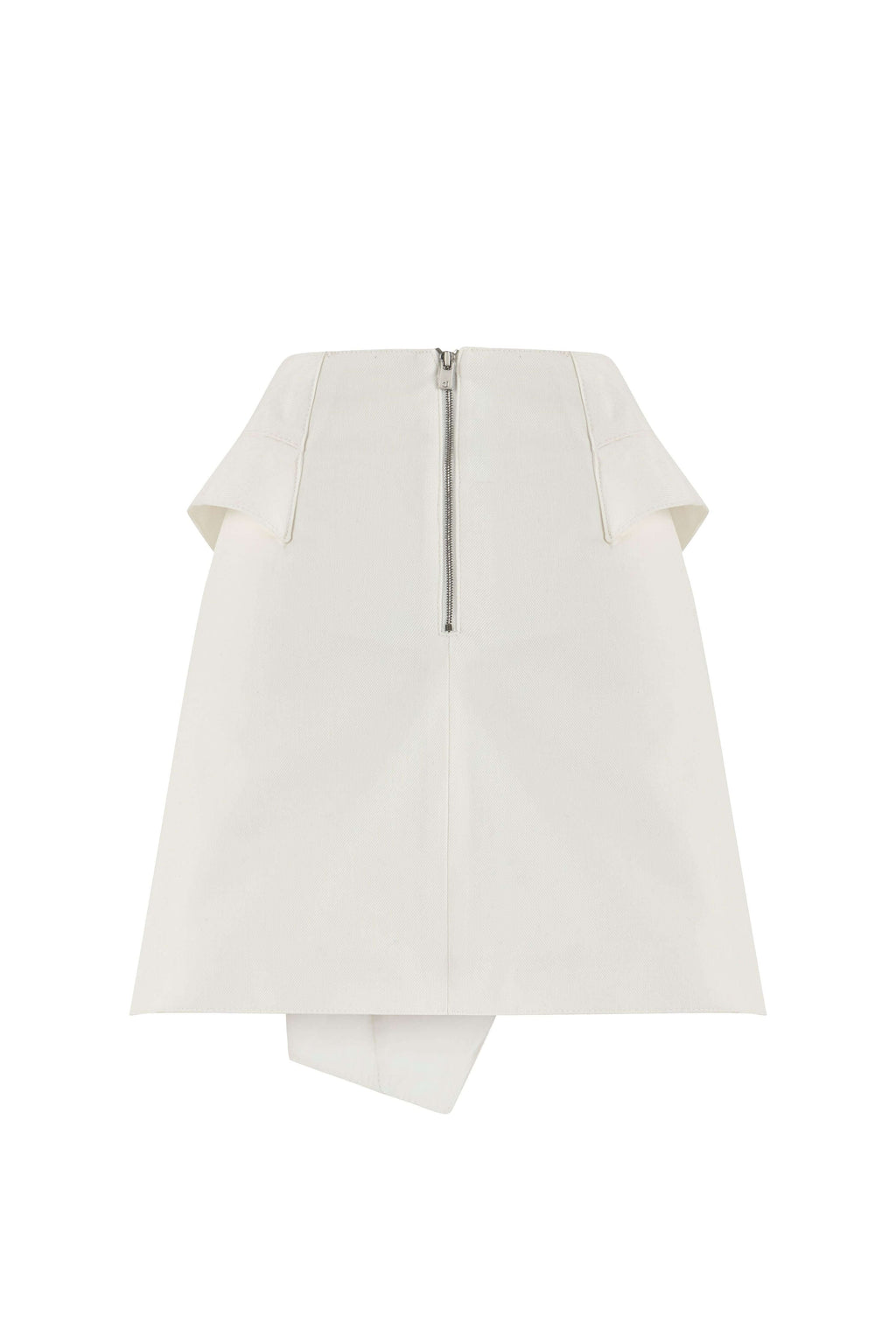 JENDUE Ron 3D Denim Mini Skirt - Unique White Asymmetrical-2