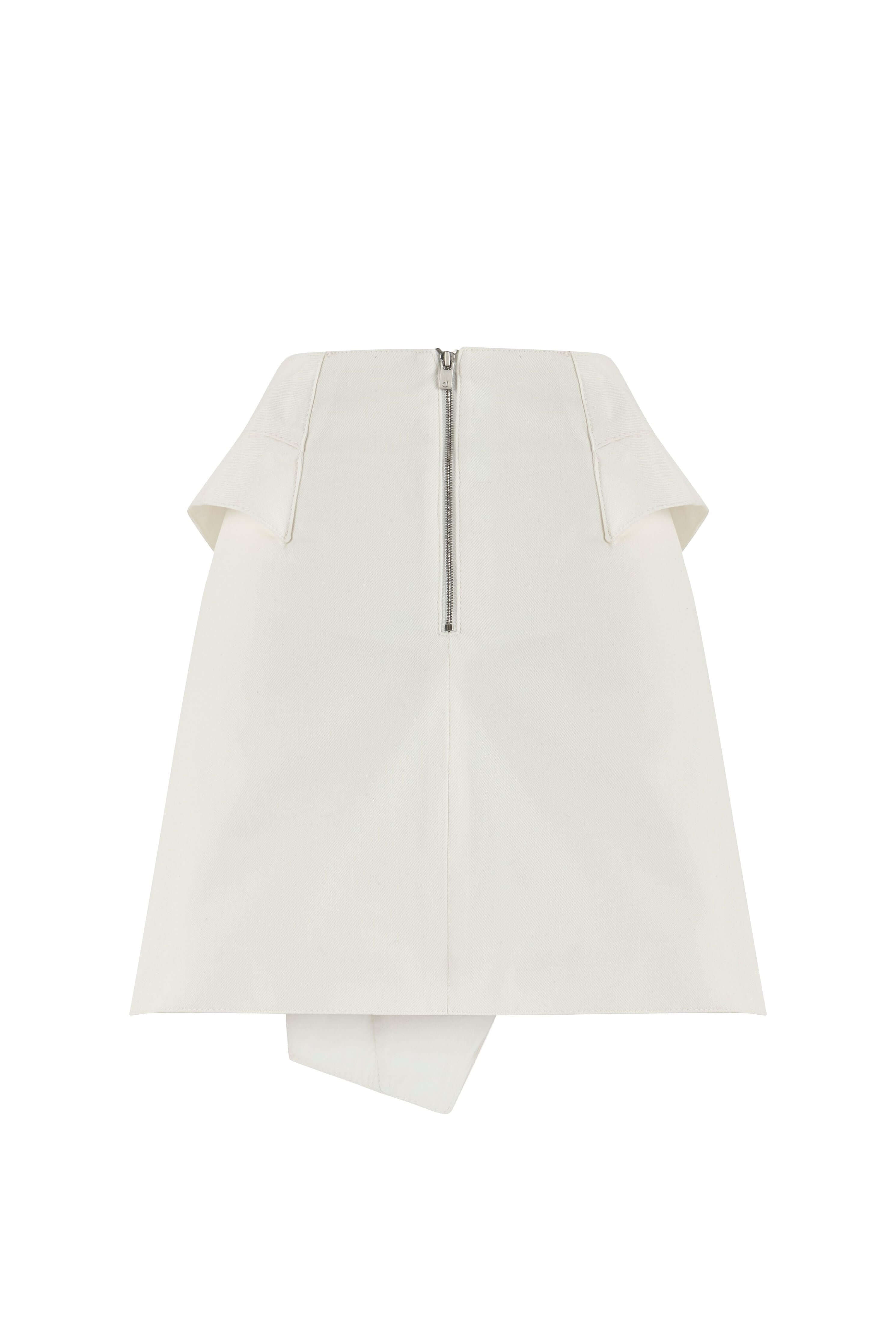 JENDUE Ron 3D Denim Mini Skirt - Unique White Asymmetrical-2