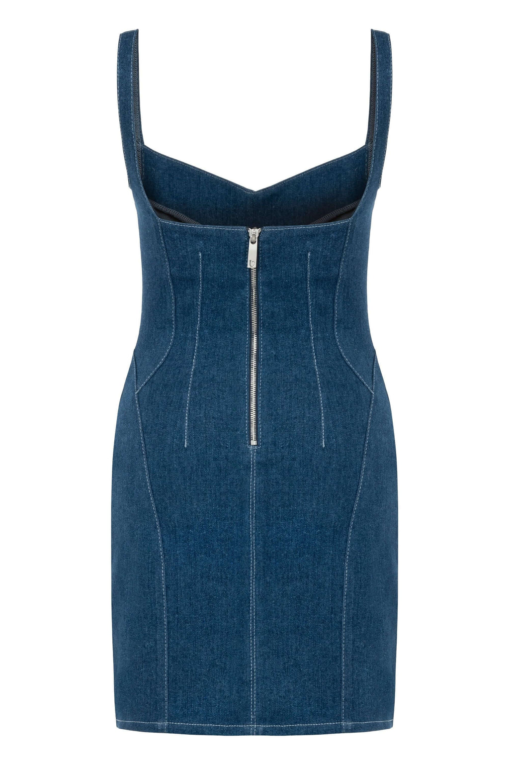 JENDUE Sosa Denim Mini Dress - Sleeveless Bodycon Jean Dress-2