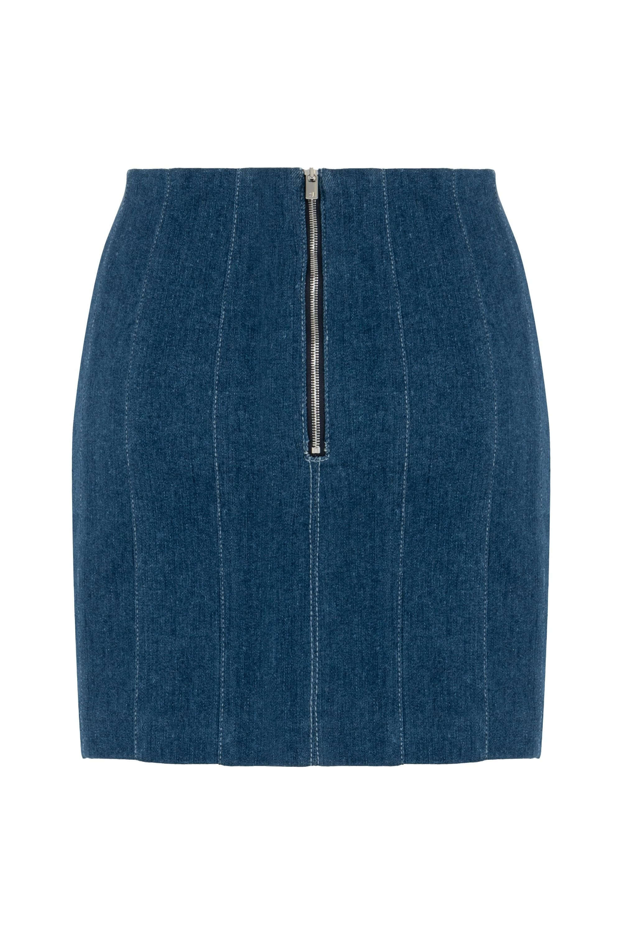 ELEVATE - JENDUE Sosa Denim Skirt - High-Waisted Blue Mini Skirt