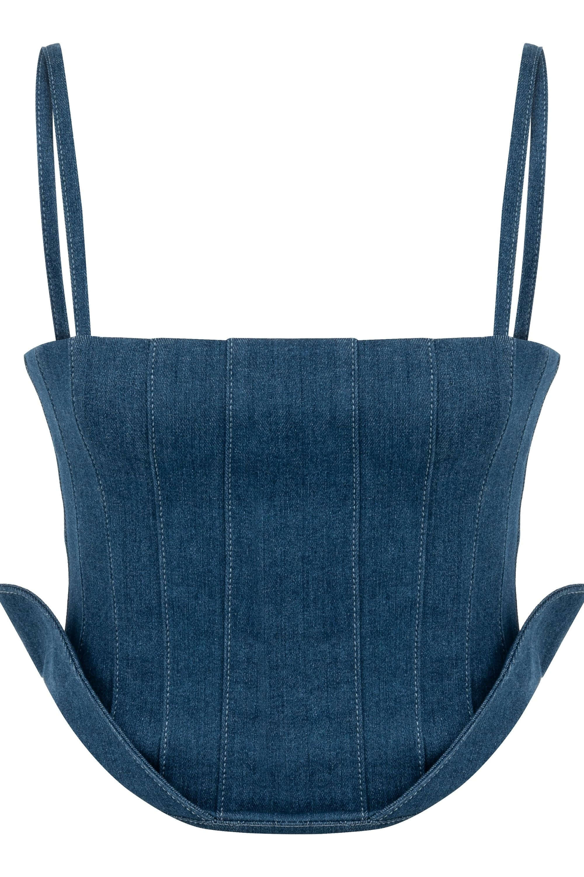 JENDUE Sosa Denim Top - Strapless Denim Corset-1