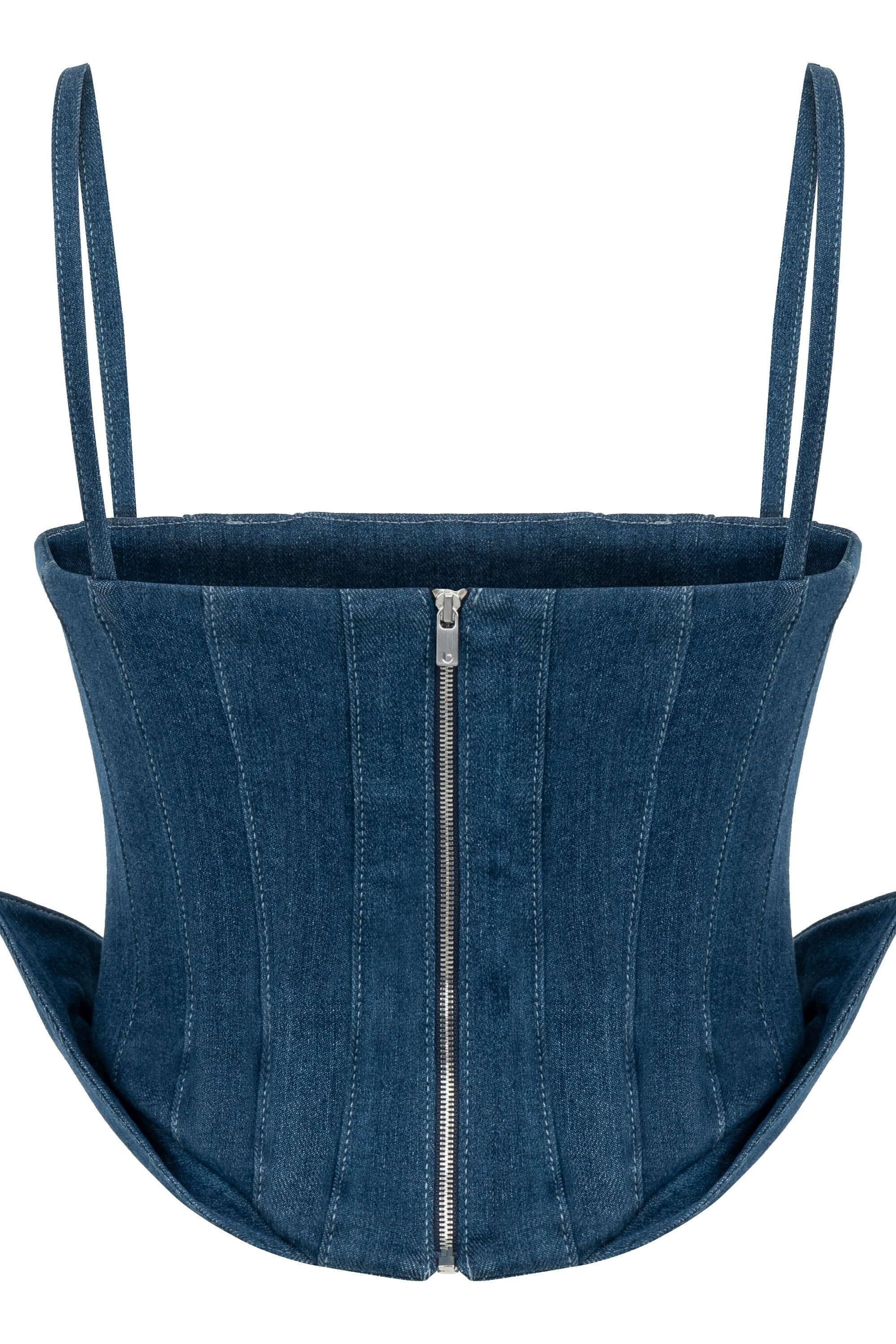 JENDUE Sosa Denim Top - Strapless Denim Corset-2