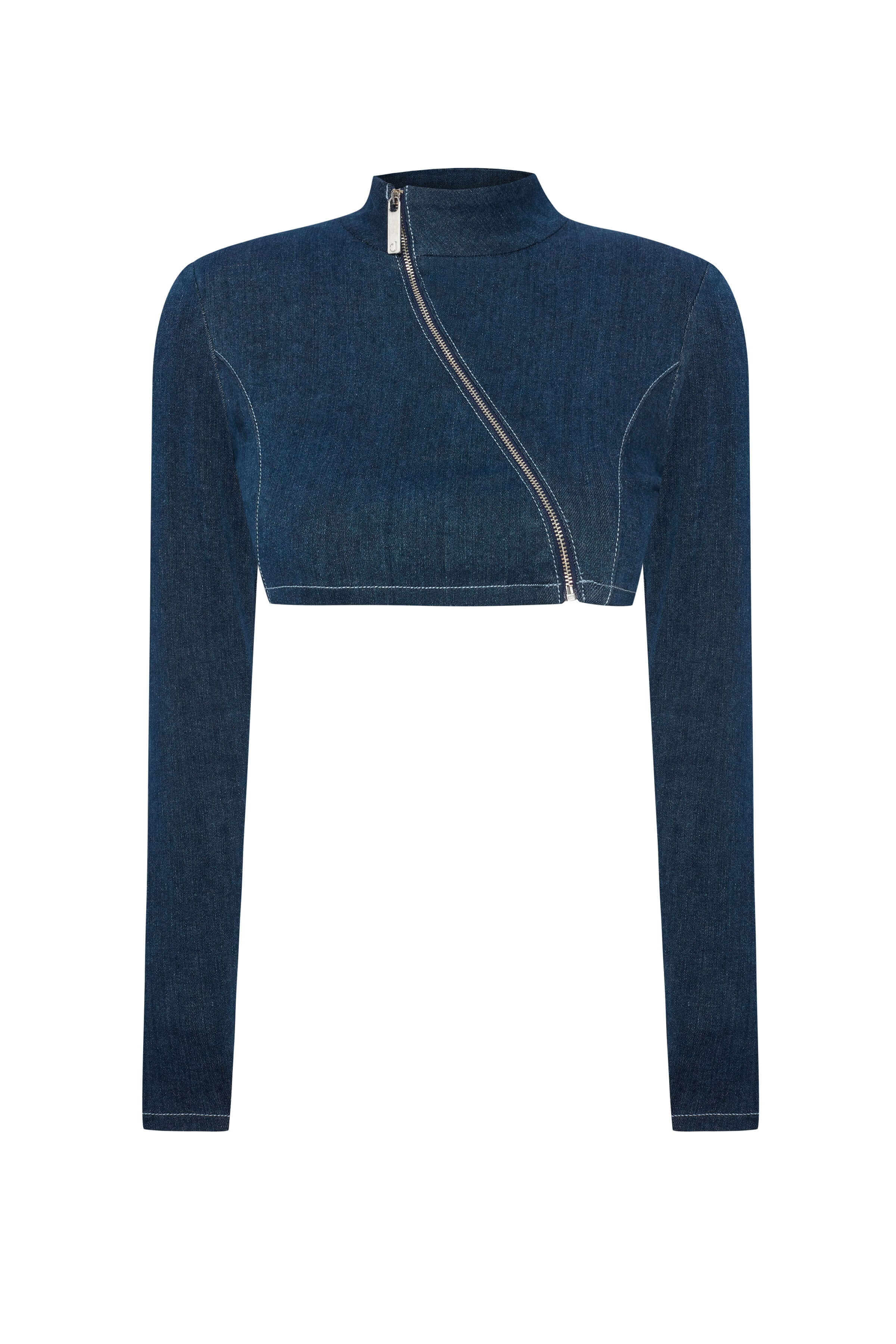 ELEVATE - JENDUE Spin Denim Jacket - Cropped, Asymmetrical Zip Top