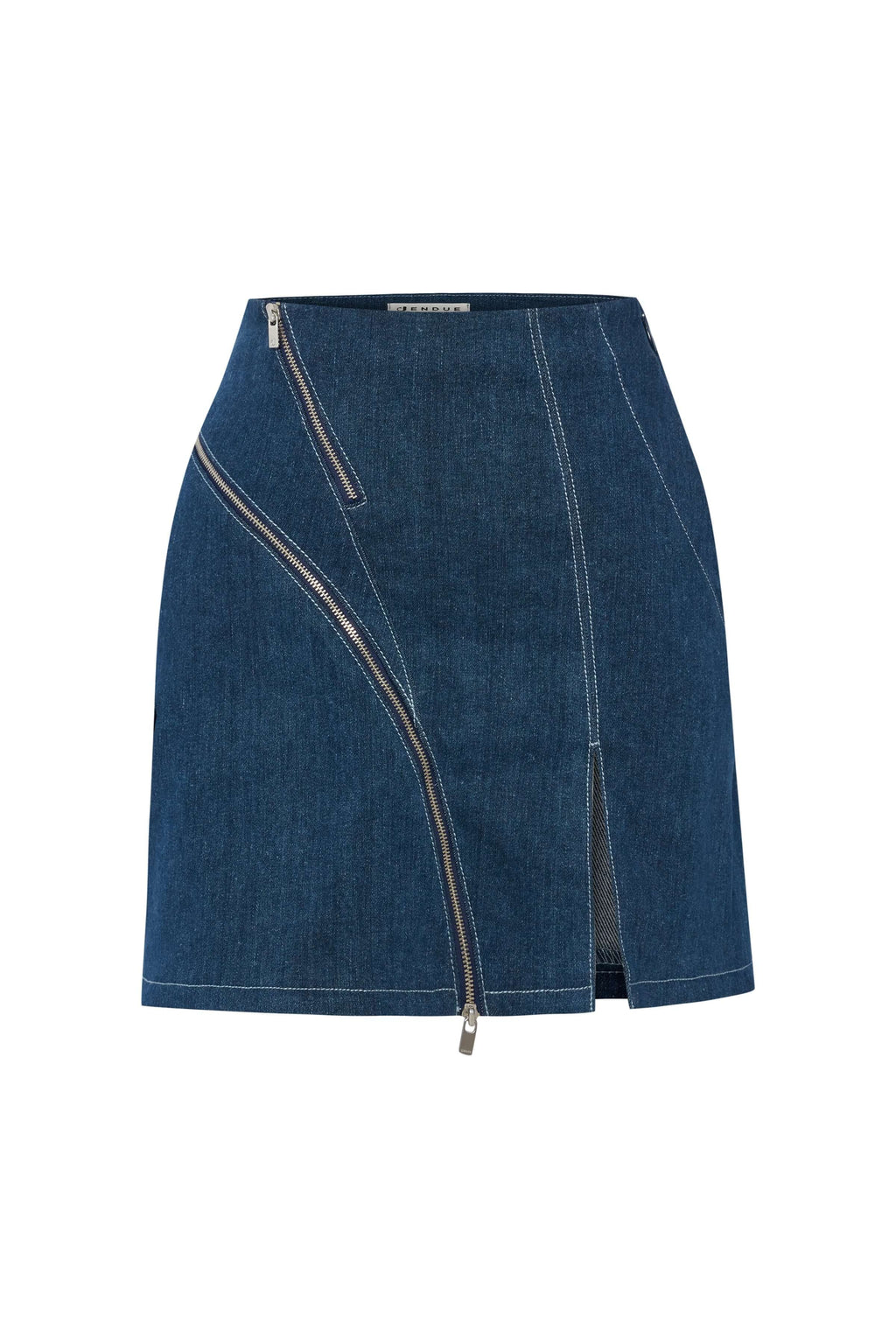 JENDUE Spin Denim Skirt - Stylish A-Line Mini with Zipper-1