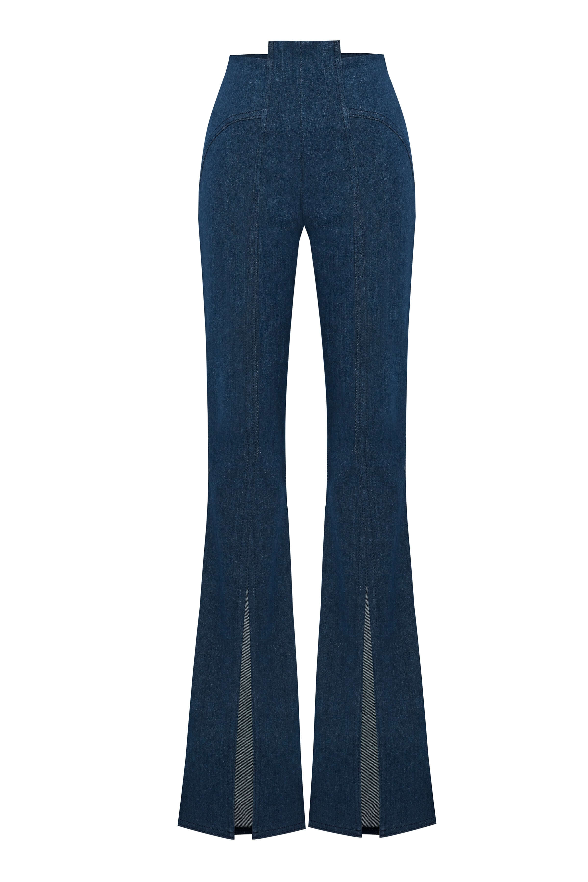 JENDUE Sublime Denim Jean - High-Waisted Flared with Slits-1
