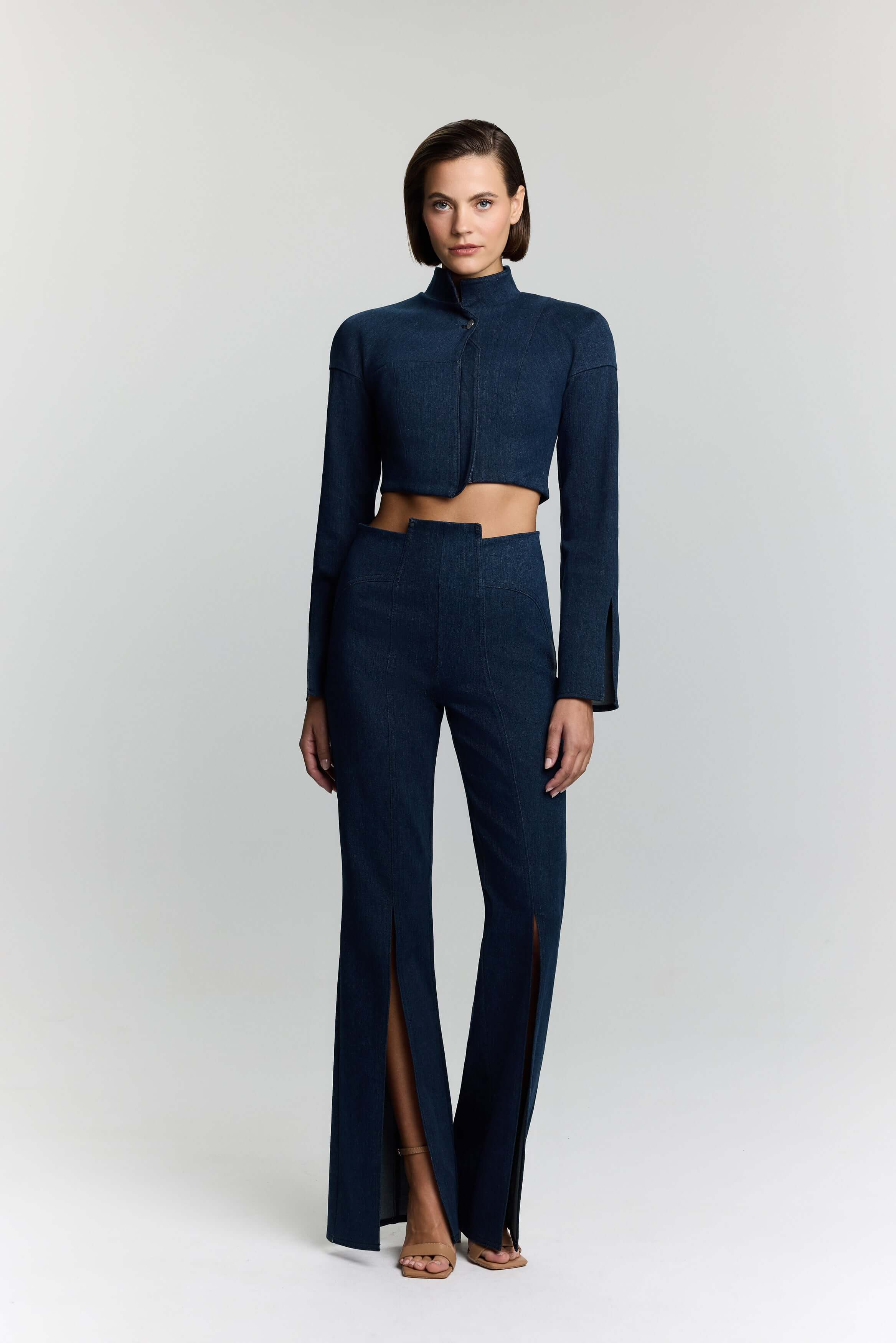 ELEVATE - JENDUE Sublime Denim Jean - High-Waisted Flared with Slits