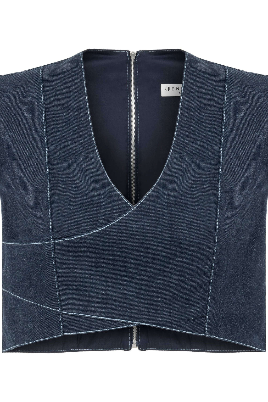 JENDUE Vonk Crop Denim Top - Stylish Women's Jean Vest-1