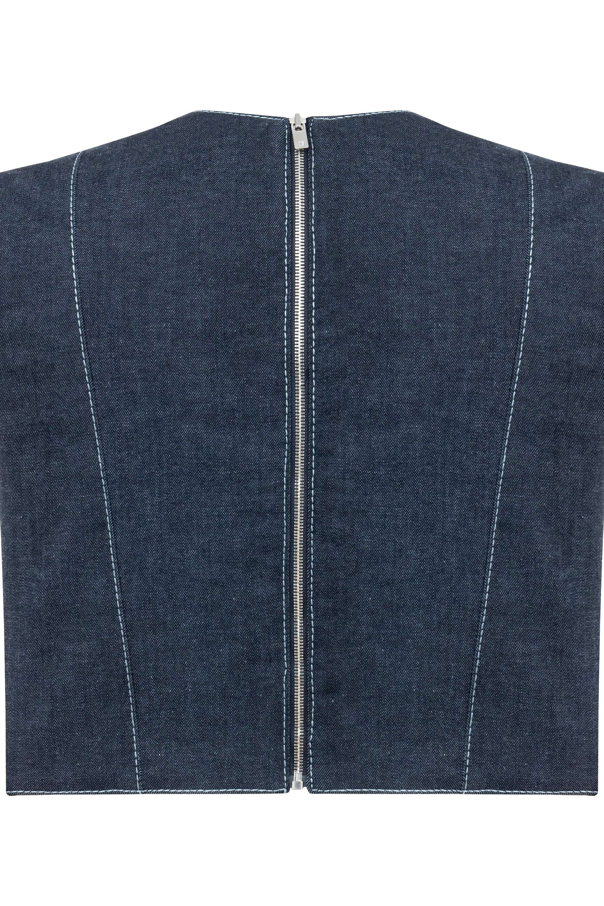 JENDUE Vonk Crop Denim Top - Stylish Women's Jean Vest-2