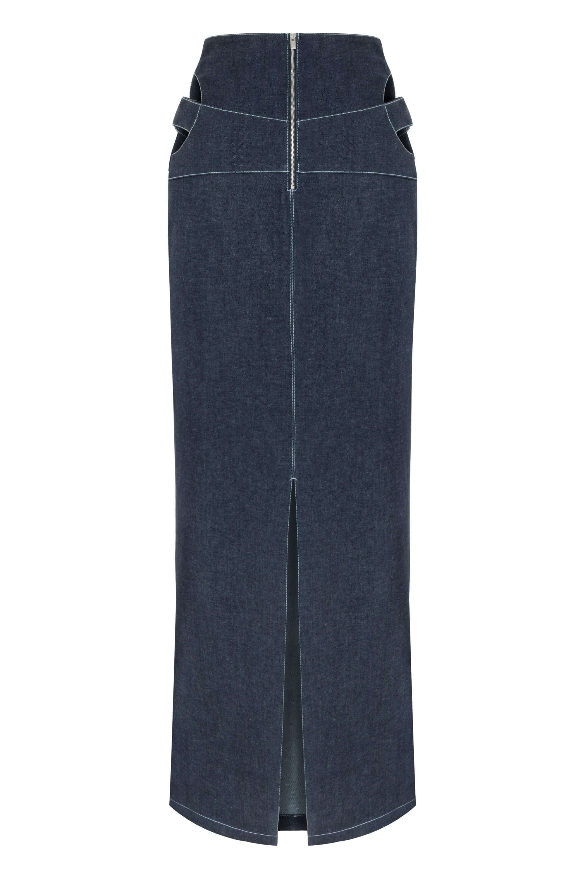 ELEVATE - JENDUE Vonk Cut Out Denim Skirt - Stylish Women's Maxi