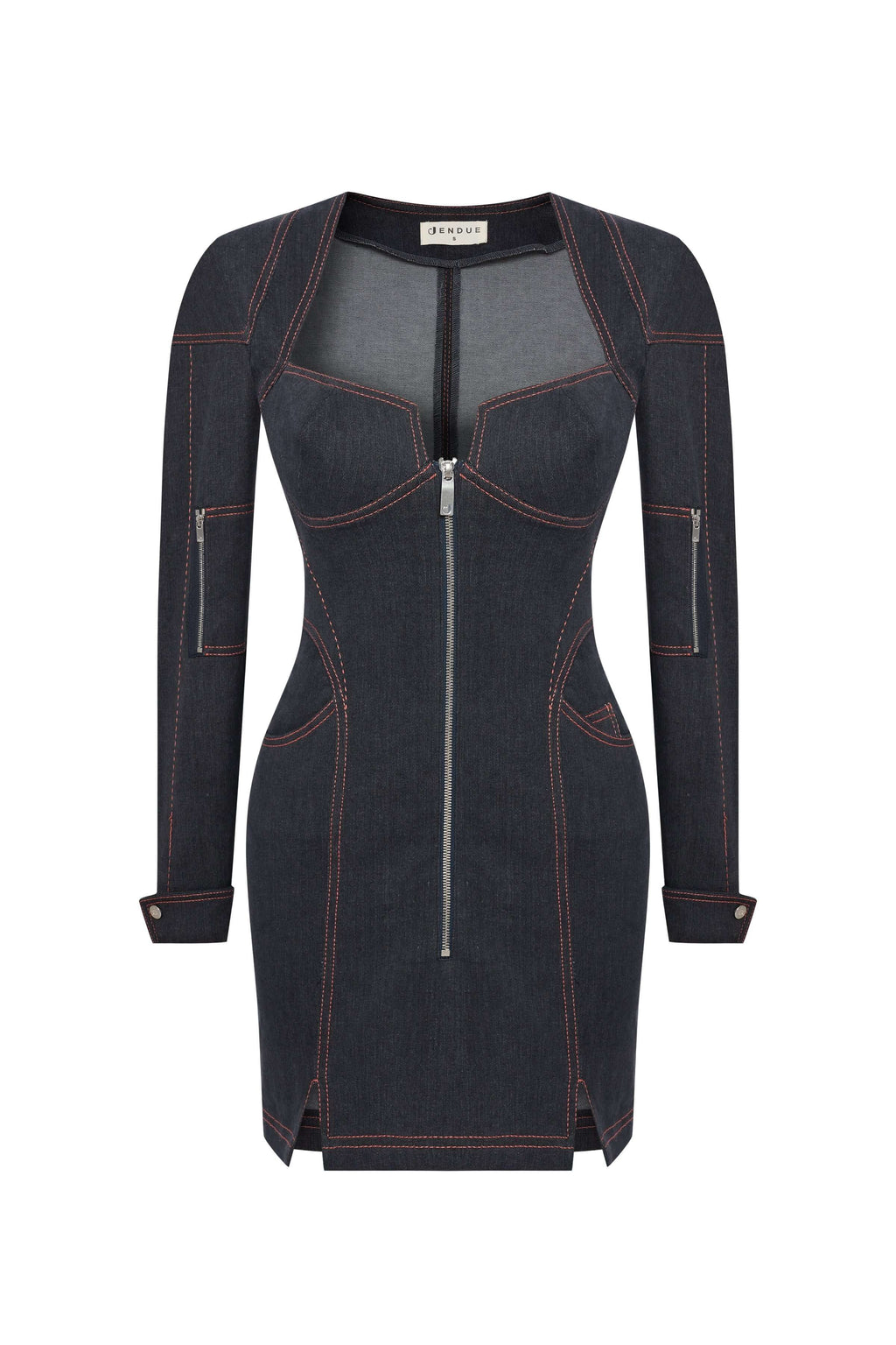 ELEVATE - JENDUE Zeitgeist Denim Dress - Long Sleeve Jean Mini Dress