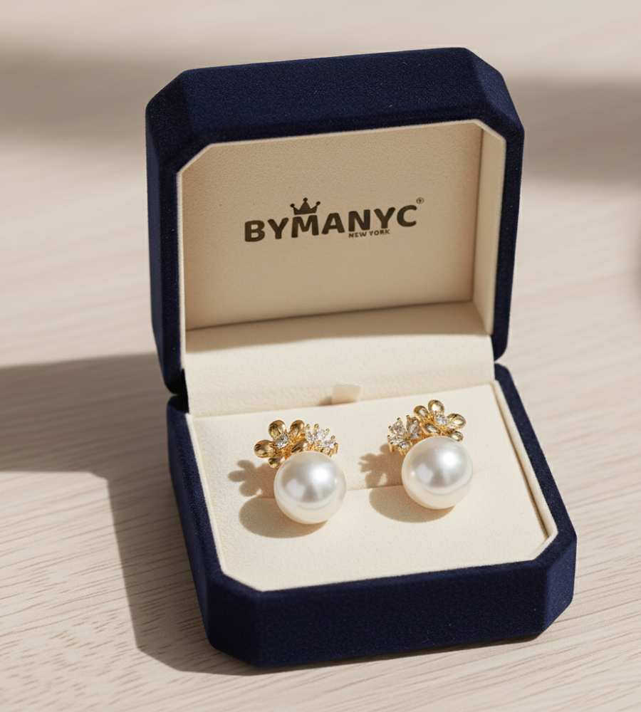 Elevate - Pearl Stud Earrings Floral Bloom SOHO BYMANYC ® New York