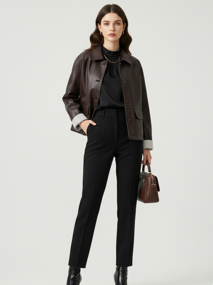 Elevate - Retro PU Leather Jacket For Women, Brooklyn Heights, BYMANYC New York.