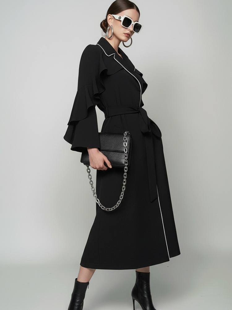 Elevate - TRIBECA Ruffle Long Coat BYMANYC ® New York
