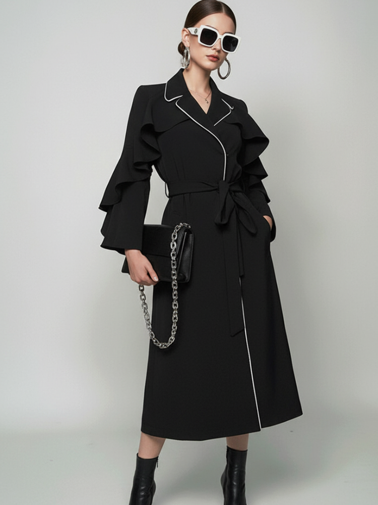 Elevate - TRIBECA Ruffle Long Coat BYMANYC ® New York