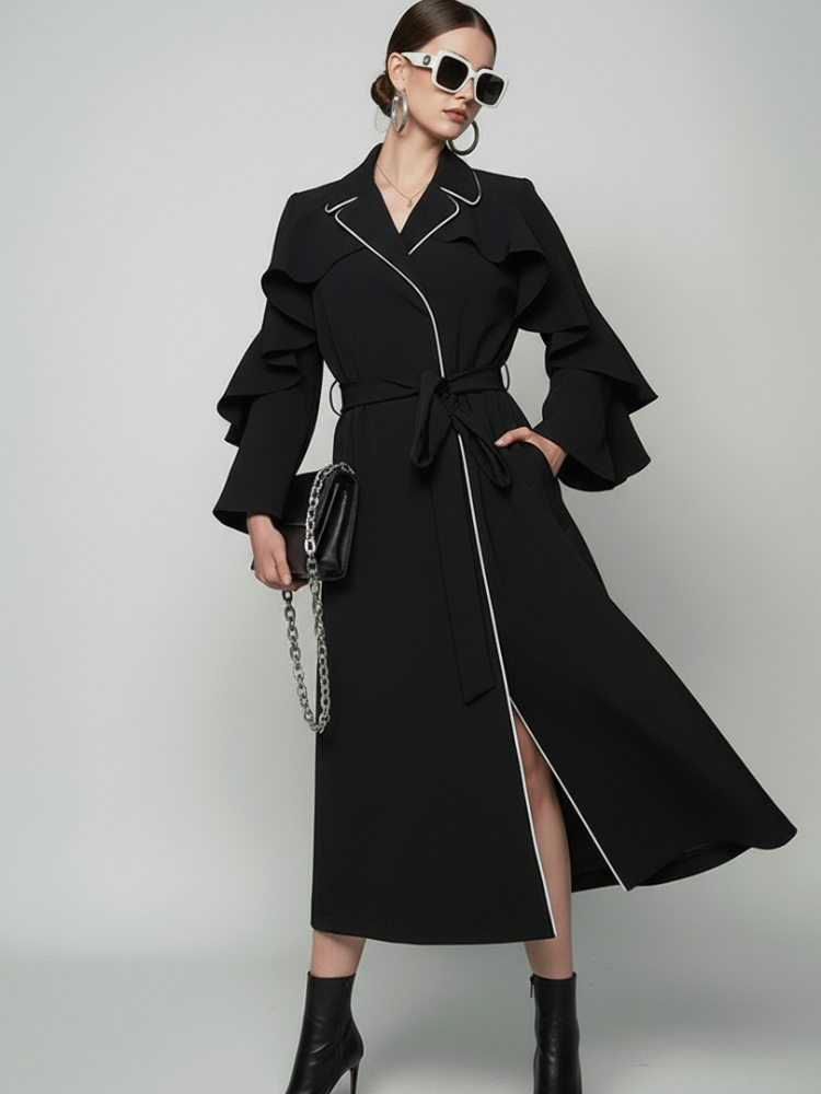 Elevate - TRIBECA Ruffle Long Coat BYMANYC ® New York