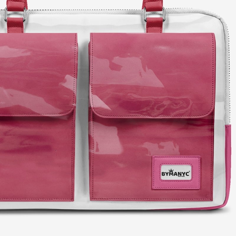 Elevate - Vegan Designer Luxury Double Pocket Bag 16” BYMANYC ® New York White & Pink