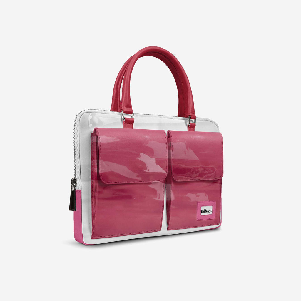 Elevate - Vegan Designer Luxury Double Pocket Bag 16” BYMANYC ® New York White & Pink