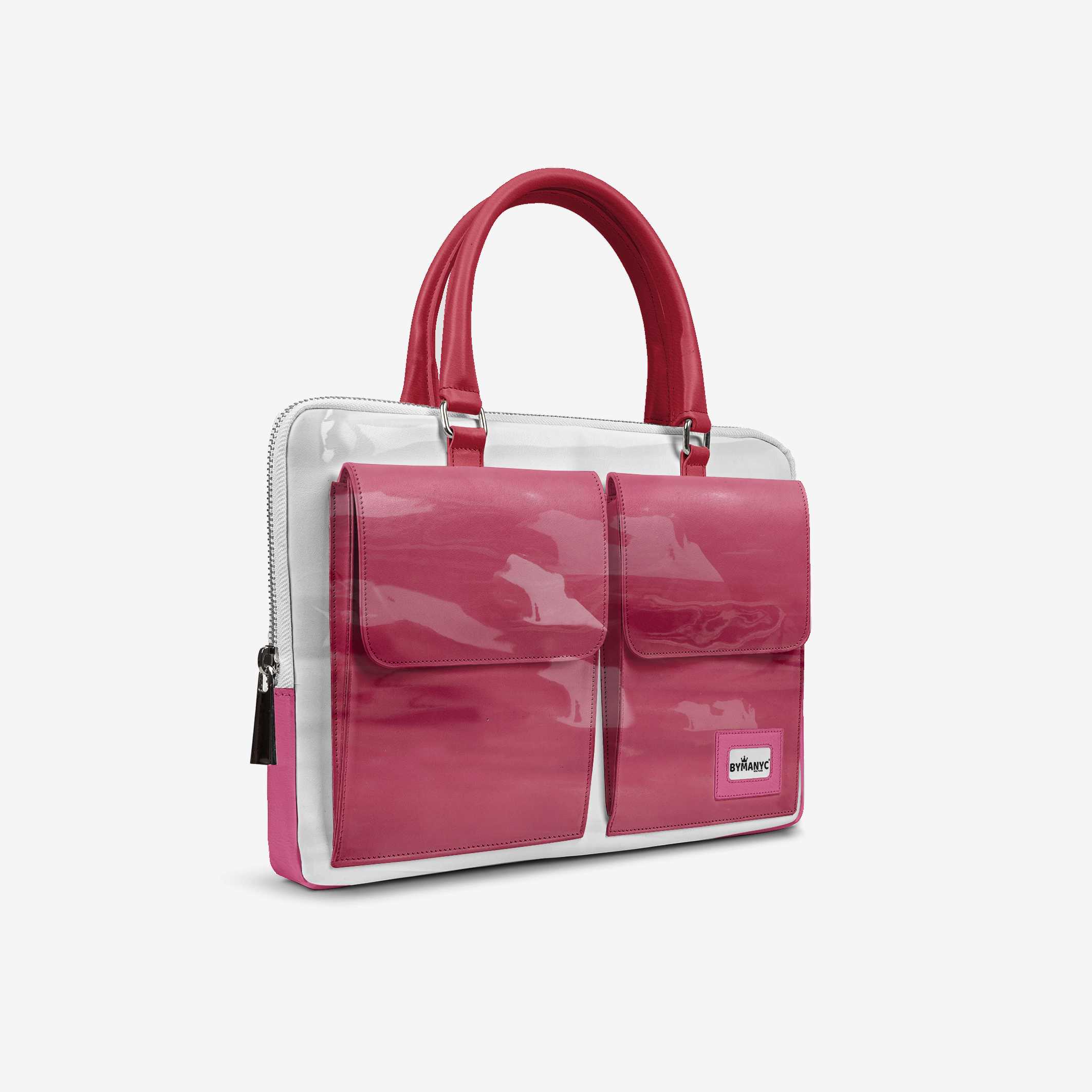Elevate - Vegan Designer Luxury Double Pocket Bag 16” BYMANYC ® New York White & Pink