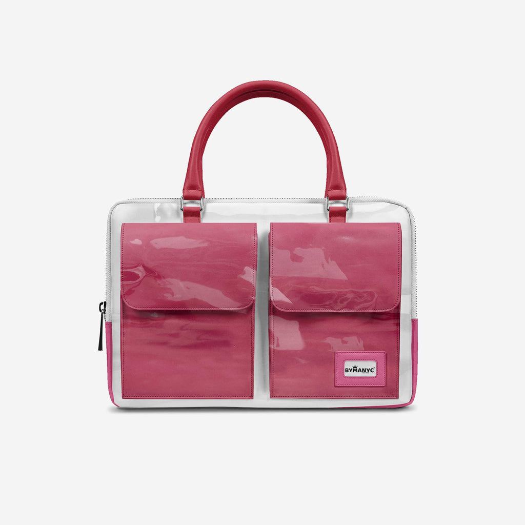 Elevate - Vegan Designer Luxury Double Pocket Bag 16” BYMANYC ® New York White & Pink